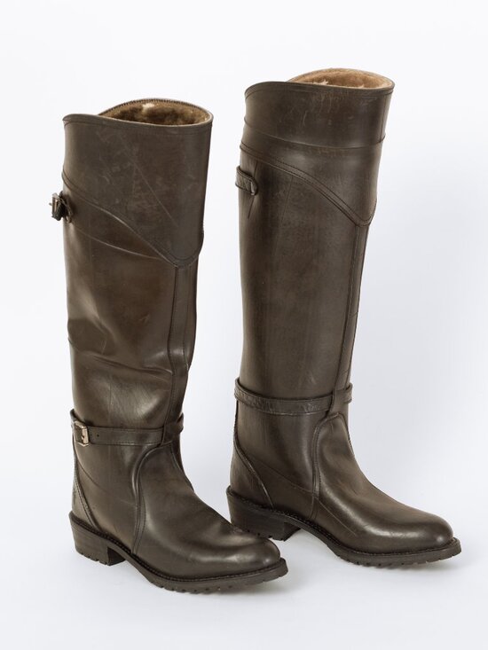 Frye Shoes - Vintage Frye Dorado Black Rubber Fur Lined Riding Boots - Size 7.5